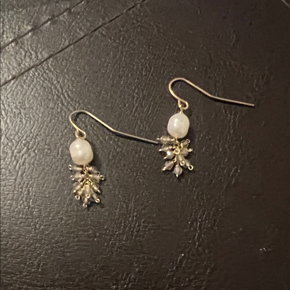 Chic Gold and White Drop Earrings